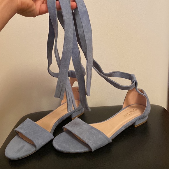 Bella Marie blue suede lace up flats - Picture 3 of 4